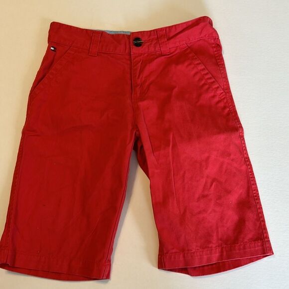 TOMMY HILFIGER NAUTICA GAP Size 12 Cotton Chino Shorts Red Khaki Peach Uniform - Picture 2 of 15
